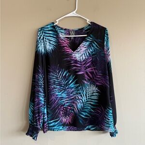 Worthington Leaf Tropical Print Blouse